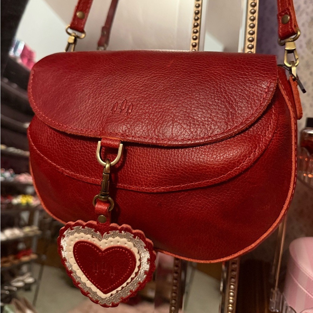 Portland Leather Large Monaco Crossbody Bag w/ heart charm (charm sold out)
